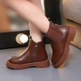 thumbnail image 1 of ZHOGXU Big Girls Boots Flat Sole Soft Sole Non Slip Solid Color Comfortable Fashion Shoes For Outdoor Activities Brown 9-9.5 Years, 1 of 7