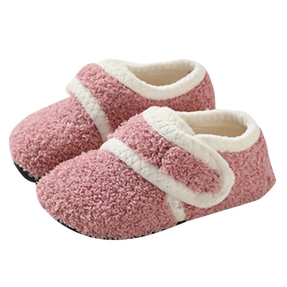 ZHOGXU Big Girls Boys Boots Flat Sole Solid Color Plush Fashion Warm Comfortable Shoes For Autumn Winter Indoor Activities Pink 3.5 Years
