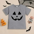 thumbnail image 1 of ZHOGXU Big Girls Boys Halloween T Shirt Short Sleeve Round Neck Pumpkin Face Print Comfortable Breathable Top For Party And Daily Wear Grey 7-8 Years, 1 of 4