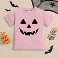 thumbnail image 1 of ZHOGXU Big Girls Boys Halloween T Shirt Short Sleeve Round Neck Pumpkin Face Print Comfortable Breathable Top For Party And Daily Wear Pink 6-7 Years, 1 of 4