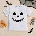 thumbnail image 1 of ZHOGXU Big Girls Boys Halloween T Shirt Short Sleeve Round Neck Pumpkin Face Print Comfortable Breathable Top For Party And Daily Wear White 3-4 Years, 1 of 4