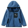 thumbnail image 1 of ZHOGXU Big Girls Boys Hooded Jacket With Pocket Long Sleeve Zipper Color Block Plush Warm Lightweight Comfortable Coat For Fall Winter Daily Wear Dark Blue 3-4 Years, 1 of 4
