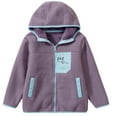 thumbnail image 1 of ZHOGXU Big Girls Boys Hooded Jacket With Pocket Long Sleeve Zipper Color Block Plush Warm Lightweight Comfortable Coat For Fall Winter Daily Wear Purple 7-8 Years, 1 of 3