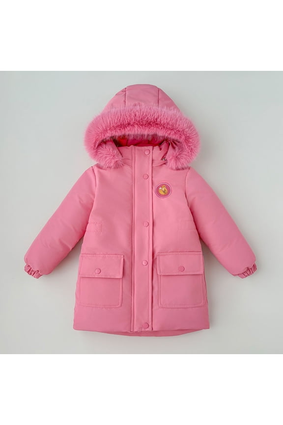 Big Girls Boys Hooded Jacket With Pocket Long Sleeve Zipper Solid Color Warm Lightweight Comfortable Coat For Fall Winter Daily Wear Watermelon Red 3-4 Years