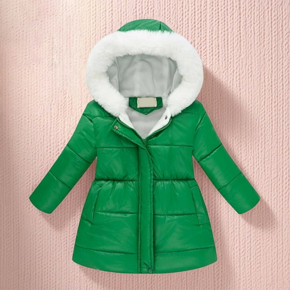 ZHOGXU Big Girls Boys Hooded Jacket With Pocket Long Sleeve Zipper Solid Color Windproof Warm Comfortable Coat For Fall Winter Daily Wear Green 11-12 Years