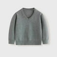 thumbnail image 1 of ZHOGXU Big Girls Boys Knitted Sweater Long Sleeve V Neck Solid Color Soft Comfortable Pullover Top For Casual Daily Wear Grey 8-9 Years, 1 of 8