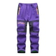 thumbnail image 1 of ZHOGXU Big Girls Boys Ski Pants With Pocket Elastic Waist Color Block Windproof Plush Thickened Comfortable Trousers For Outdoor Activities Purple 9-10 Years, 1 of 3