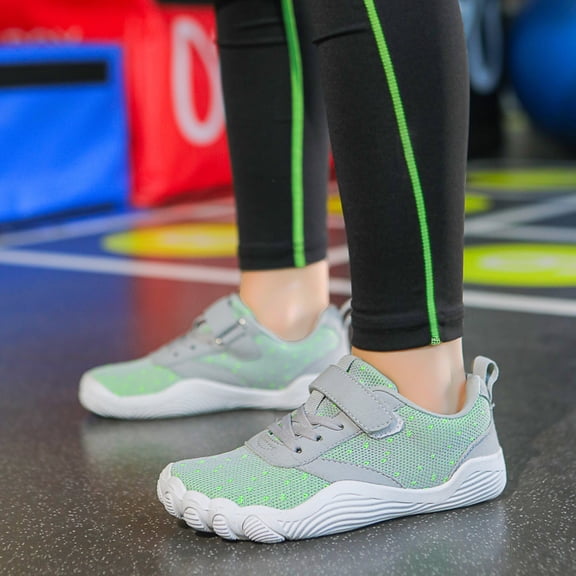 ZHOGXU Big Girls Boys Sneakers Soft Sole Non Slip Lace Up Comfortable Breathable Casual Sports Shoes For Outdoor Activities Light Green 25