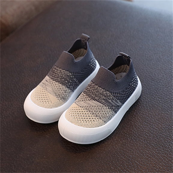 ZHOGXU Big Girls Boys Sneakers Soft Sole Non Slip Mesh Color Block Comfortable Breathable Shoes For Casual Daily Wear Grey 2.5-3 Years