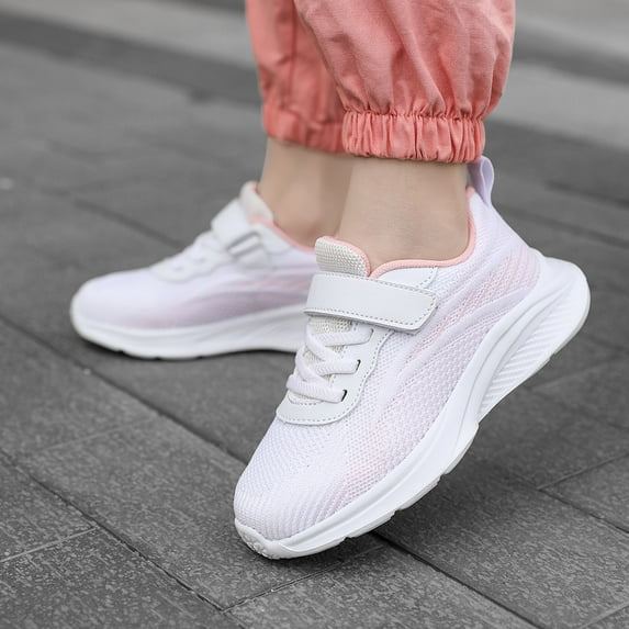 ZHOGXU Big Girls Boys Sneakers Soft Sole Non Slip Mesh Solid Color Comfortable Breathable Casual Sports Shoes For Outdoor Activities Pink 9.5-10 Years