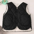 thumbnail image 1 of ZHOGXU Big Girls Boys Vest Jacket With Pocket Sleeveless Zipper Solid Color Plush Warm Lightweight Comfortable Coat For Fall Winter Daily Wear Black 5-6 Years, 1 of 4