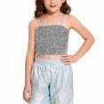thumbnail image 1 of ZHOGXU Big Girls Camisole Suspenders Sleeveless Solid Color Sequined Fashion Comfortable Top For Party Stage Performance Silver 4-5 Years, 1 of 4