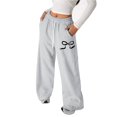 thumbnail image 1 of ZHOGXU Big Girls Pants With Pocket Bow Print Drawstring Elastic Waist Straight Fit Wide Leg Fashionable Soft Sweatpants Trousers For Casual Daily Wear Grey 12-13 Years, 1 of 4