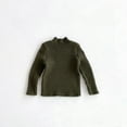 thumbnail image 1 of ZHOGXU Big Girls Sweater Long Sleeved Turtleneck Ribbed Solid Color Knit Soft Stretch Comfortable Top For Casual Daily Wear Army Green 3-4 Years, 1 of 9