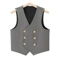 thumbnail image 1 of ZHOGXU Big Kids Boys Formal Suit Vest Sleeveless V Neck Solid Color Double Button Jacket Coat For Stage Performance Party Grey 7-8 Years, 1 of 6