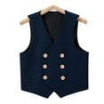 thumbnail image 1 of ZHOGXU Big Kids Boys Formal Suit Vest Sleeveless V Neck Solid Color Double Button Jacket Coat For Stage Performance Party Navy 3-4 Years, 1 of 3