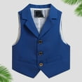 thumbnail image 1 of ZHOGXU Big Kids Boys Formal Vest With Pockets Sleeveless V Neck Buttons Solid Color Comfortable Stylish Coat For School Party Wear Blue 7-8 Years, 1 of 3