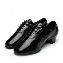 ZHOGXU Big Kids Boys Girls Dance Shoes Prom Ballroom Latin Dance Shoes Solid Color Lace Up Leather Shoes Black 33