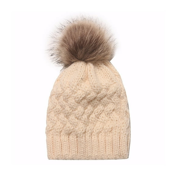 ZHOGXU Big Kids Boys Girls Knitted Hat Solid Color Windproof Thickened Warm Comfortable Caps For Autumn Winter Daily Wear Beige A