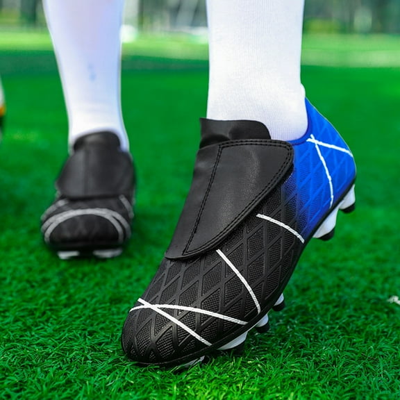 ZHOGXU Big Kids Boys Girls Sneakers Non Slip Flat Sole Patchwork Comfortable Football Shoes For Training Outdoor Activities,Black1,9-9.5 Years