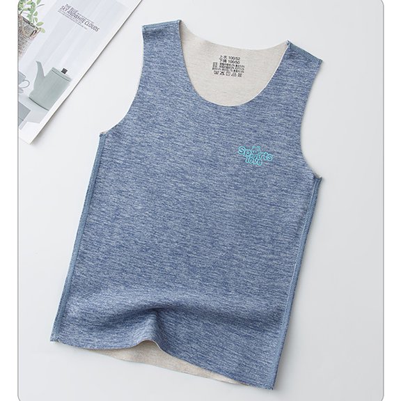 ZHOGXU Big Kids Boys Girls Warm Vest Sleeveless Round Neck Solid Color Comfortable Soft Top For Autumn Winter Daily Wear Blue 4-5 Years