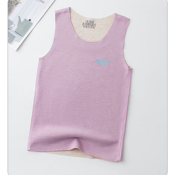 ZHOGXU Big Kids Boys Girls Warm Vest Sleeveless Round Neck Solid Color Comfortable Soft Top For Autumn Winter Daily Wear Purple 4-5 Years