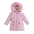 thumbnail image 1 of ZHOGXU Big Kids Boys Hooded Jacket With Pocket Plush Long Sleeve Zip Up Warm Thickened Comfortable Coat For Outdoor Activities Pink 5-6 Years, 1 of 4