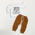 thumbnail image 1 of ZHOGXU Big Kids Boys Outfit Long Sleeve Letter Print Pullover And Jogger Comfortable Two Piece Sets For Casual Daily Wear White 0-6 Month, 1 of 3
