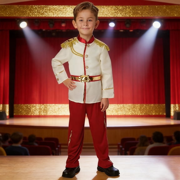 ZHOGXU Big Kids Boys Outfits Long Sleeve Top And Pant Comfortable Fashion Sets For Stage Performance White 8-10 Years