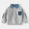thumbnail image 1 of ZHOGXU Big Kids Boys Polo Shirt Long Sleeve Turndown Collar Color Block Soft Comfortable Top Tee For Casual Daily Wear Grey 4-5 Years, 1 of 4