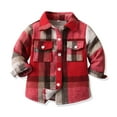 thumbnail image 1 of ZHOGXU Big Kids Boys Shirt With Pocket Long Sleeve Turndown Collar Button Plaid Print Soft Comfortable Top Tee For Casual Daily Wear Red 3-6 Months, 1 of 4