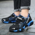 thumbnail image 1 of ZHOGXU Big Kids Boys Sneakers Soft Sole Non Color Block Lace Up Mesh Breathable Comfortable Lightweight Sports Shoes For Casual Daily Wear Blue 28, 1 of 9