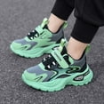 thumbnail image 1 of ZHOGXU Big Kids Boys Sneakers Soft Sole Non Color Block Lace Up Mesh Breathable Comfortable Lightweight Sports Shoes For Casual Daily Wear Green 32, 1 of 9