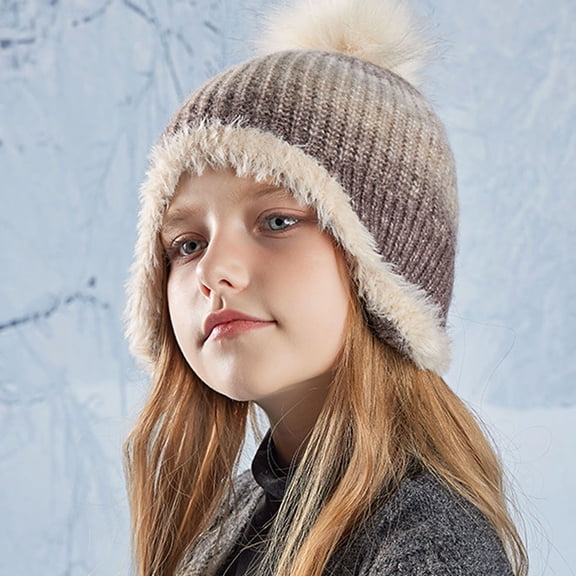 ZHOGXU Big Kids Girls Boys Knitted Hat Solid Color Warm Comfortable Fashion Winter Caps For Cold Weather Outdoor Activities Coffee One Size