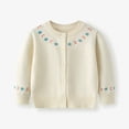 thumbnail image 1 of ZHOGXU Big Kids Girls Cardigan Long Sleeve Knit Open Front Buttons Flower Print Warm Comfortable Sweater Top For Daily Wear Beige 3-4 Years, 1 of 6