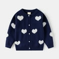 thumbnail image 1 of ZHOGXU Big Kids Girls Cardigan Long Sleeve Knit Open Front Buttons Love Heart Print Warm Comfortable Sweater Top For Daily Wear Purple 4-5 Years, 1 of 7