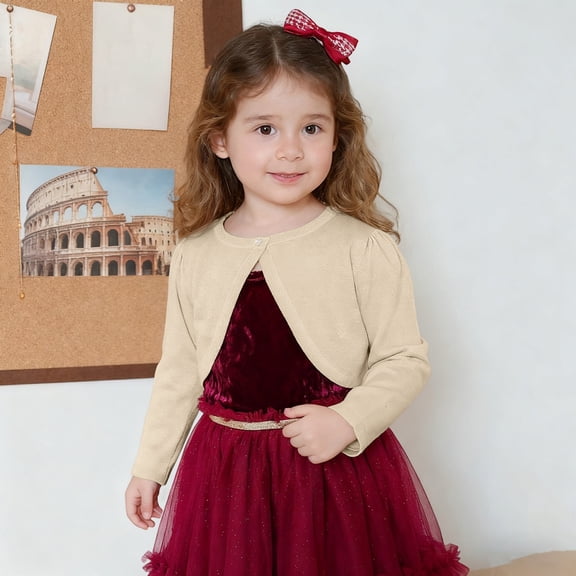 ZHOGXU Big Kids Girls Cardigan Sweater Coat Knit Long Sleeve Open Front Solid Color Soft Comfortable Coat For Autumn Winter Daily Wear Khaki 3-4 Years