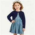 thumbnail image 1 of ZHOGXU Big Kids Girls Cardigan Sweater Coat Knit Long Sleeve Open Front Solid Color Soft Comfortable Coat For Autumn Winter Daily Wear Navy 9-10 Years, 1 of 5