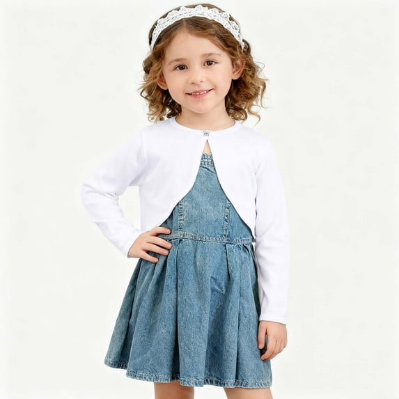 ZHOGXU Big Kids Girls Cardigan Sweater Coat Knit Long Sleeve Open Front Solid Color Soft Comfortable Coat For Autumn Winter Daily Wear White 3-4 Years