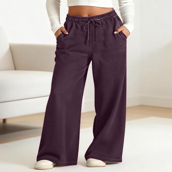 ZHOGXU Big Kids Girls Denim Pants Drawstring Elastic Waist Wide Leg Straight Leg Comfortable Stylish Loose Fit Trousers With Pockets For Casual Daily Wear,Wine,8-9 Years