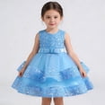 thumbnail image 1 of ZHOGXU Big Kids Girls Dress Sleeveless Round Neck Sequins Bow Detail Mesh Comfortable Stylish Dresses For Party And Daily Wear Blue 2-3 Years, 1 of 8