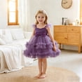 thumbnail image 1 of ZHOGXU Big Kids Girls Dress Sleeveless Solid Color Bow Design Mesh Comfortable Stylish Tutu Dresses For Formal Occasion Performance Purple 9-12 Months, 1 of 9