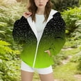 thumbnail image 1 of ZHOGXU Big Kids Girls Hooded Coat Long Sleeve Zip Up Sequins Print Casual Comfortable Sweatshirt Top For Daily Wear Light Green 10-11 Years, 1 of 5