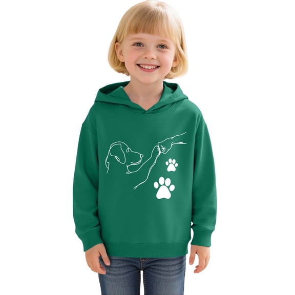 ZHOGXU Big Kids Girls Hoodies Long Sleeve Cartoon Print Fashionable Loose Fit Sweatshirt For Casual Daily Wear Green 3-4 Years