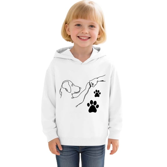 ZHOGXU Big Kids Girls Hoodies Long Sleeve Cartoon Print Fashionable Loose Fit Sweatshirt For Casual Daily Wear White 10-11 Years