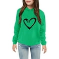 thumbnail image 1 of ZHOGXU Big Kids Girls Hoodies Long Sleeve Love Heart Print Fashionable Loose Fit Sweatshirt For Casual Daily Wear Green 18-24 Months, 1 of 3