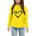 thumbnail image 1 of ZHOGXU Big Kids Girls Hoodies Long Sleeve Love Heart Print Fashionable Loose Fit Sweatshirt For Casual Daily Wear Yellow 18-24 Months, 1 of 3