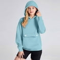 thumbnail image 1 of ZHOGXU Big Kids Girls Hoodies With Pocket Long Sleeve Solid Color Comfortable Fashion Loose Fit Sweatshirt For Daily Wear Blue 9-10 Years, 1 of 5