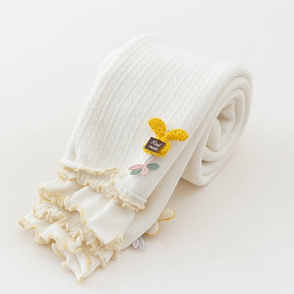 ZHOGXU Big Kids Girls Leggings High Waist Solid Color Lettuce Trim Slim Fit Comfortable Stretchy Pants Trousers For Fall Winter Daily Wear White 6-12 Months