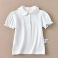thumbnail image 1 of ZHOGXU Big Kids Girls Polo Shirt Short Sleeve Turndown Collar Solid Color Comfortable Breathable Tops Tees For School And Everyday Wear White 12-13 Years, 1 of 8